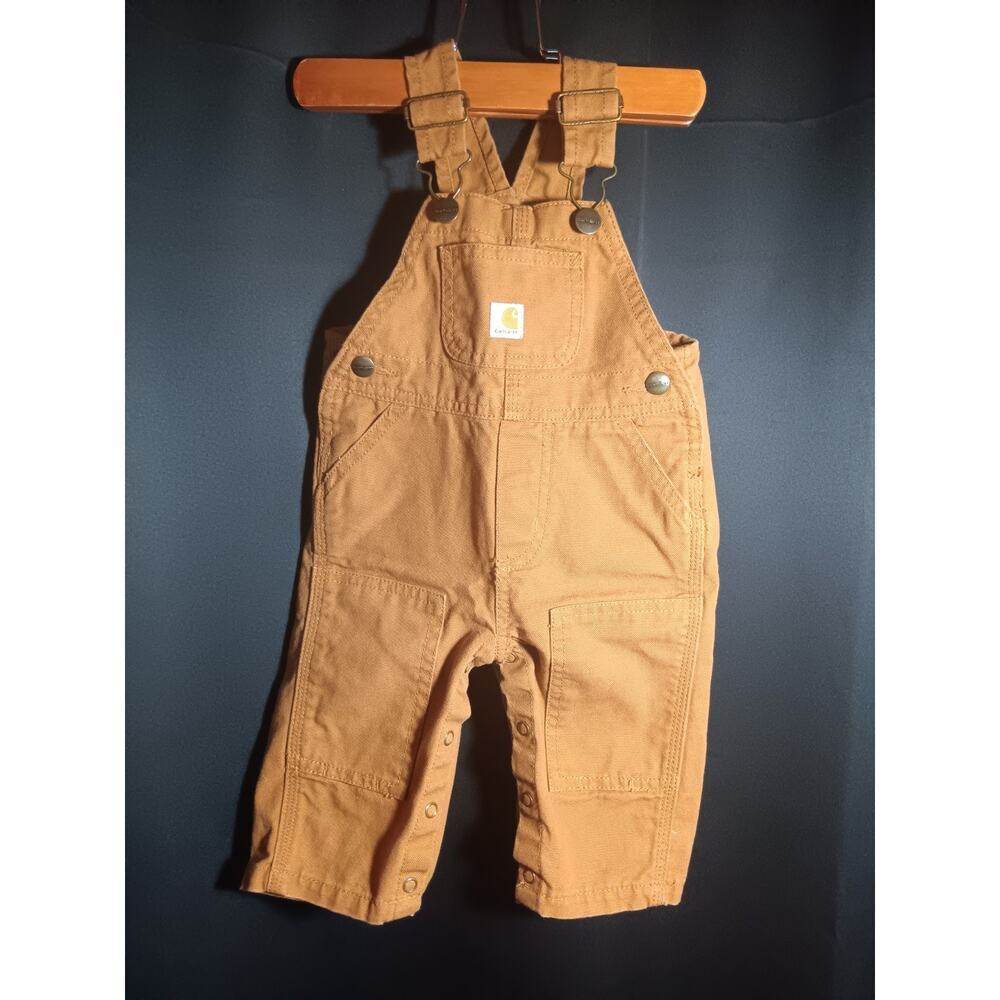 Carhartt Baby Toddler Bib Overalls 6M Classic Brown Duck Canvas Snap Legs NWOT